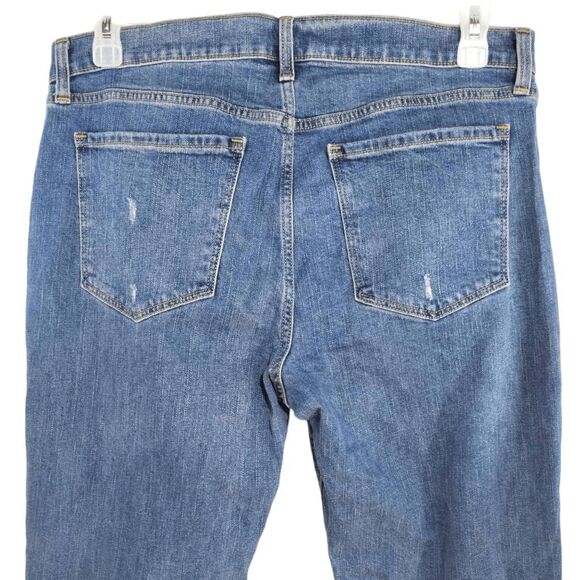 Old Navy Distressed Boyfriend Mid Rise Jeans Sz 12 Dark Destroyed Sailor - Picture 4 of 9